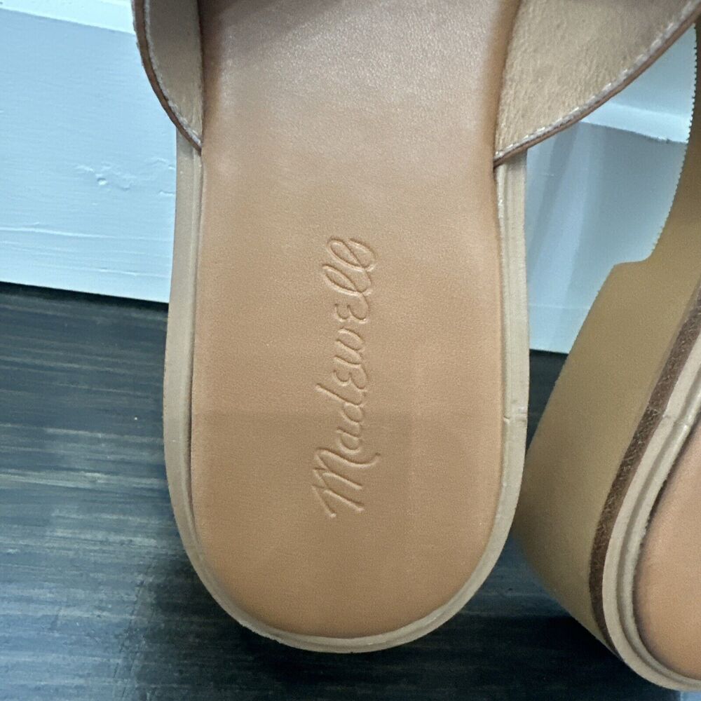 Madewell The Alina Platform Slides Slip-On Sandals Leather Desert Camel Size 9 - Picture 5 of 11